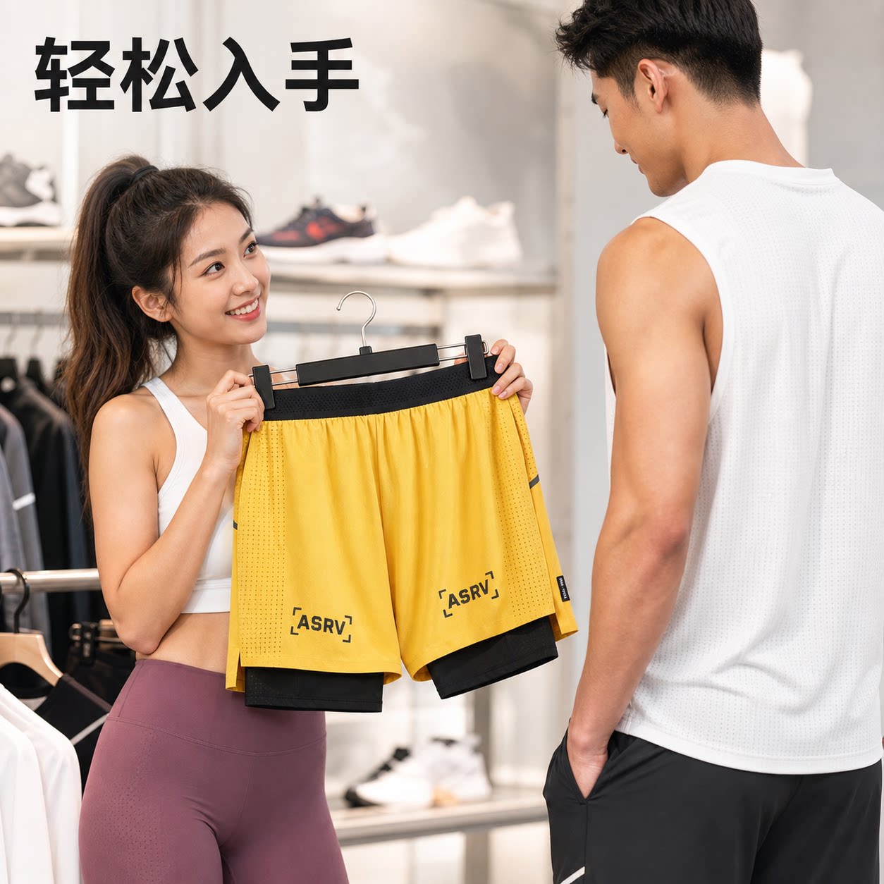 ASRV男专业运动短裤双层速干透气图片