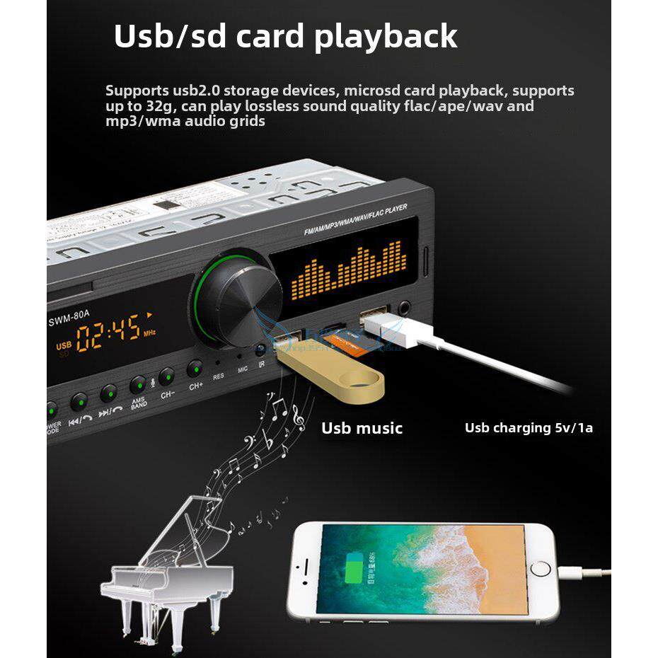 12V捷达汽车蓝牙Mp3播放器收音机主机音频USB卡机手机充电