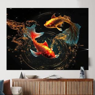 锦鲤艺术背景布挂布小众墙布卧室房间装饰布床头背景墙遮挡画布艺