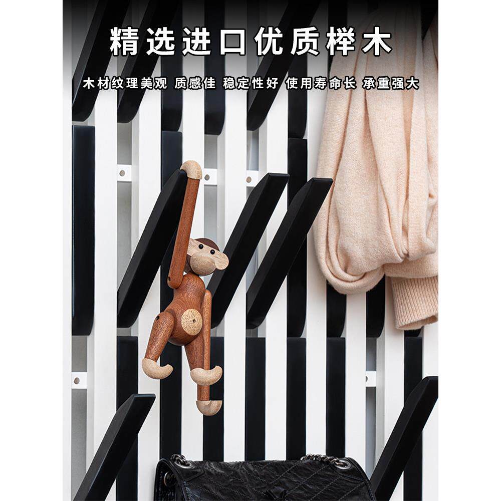黑白入口钢琴键衣架入口大厅挂衣区实木衣架门墙挂衣板可定制