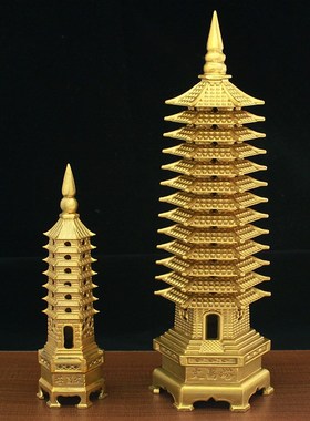 文昌塔13层十三层纯铜文峰塔宝塔摆件7层七层书房书柜摆设工艺品