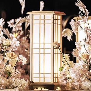 饰迎宾道具路引 新款 婚庆道具新中式 灯光方柱原木新中式 婚礼摆件装