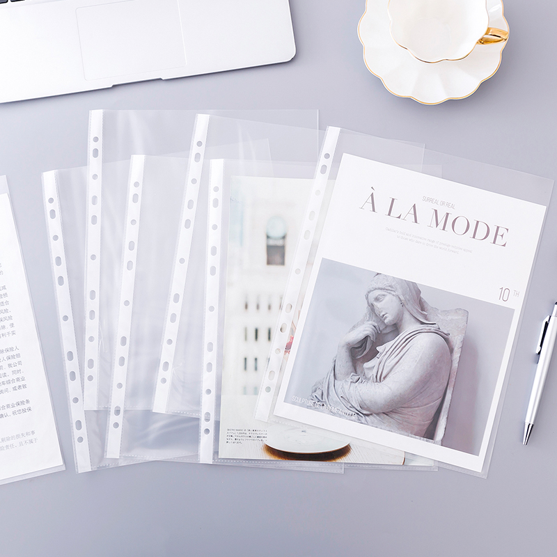 A4透明文件袋11孔文件袋插页保护套快劳夹打孔袋加厚透明活页袋a4