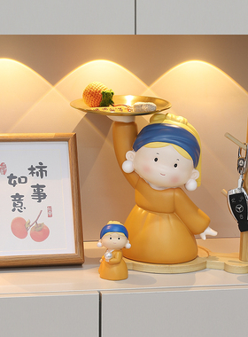 入户玄关钥匙收纳l摆件戴珍珠耳环少女客厅装饰品乔迁新居搬家礼