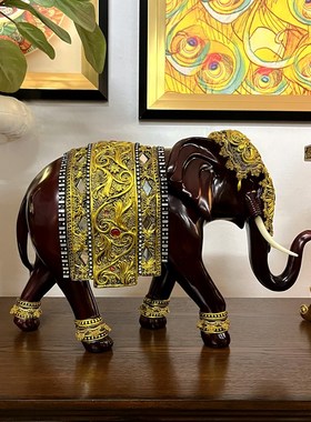 大象摆件一对家居别墅客厅玄关桌电视酒柜样板间奢华软装饰品