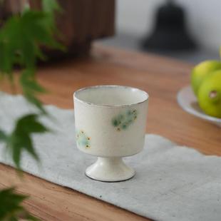 纯手绘绿彩粉引陶瓷主人杯女复古茶杯个人专用大容量品茗杯茶具