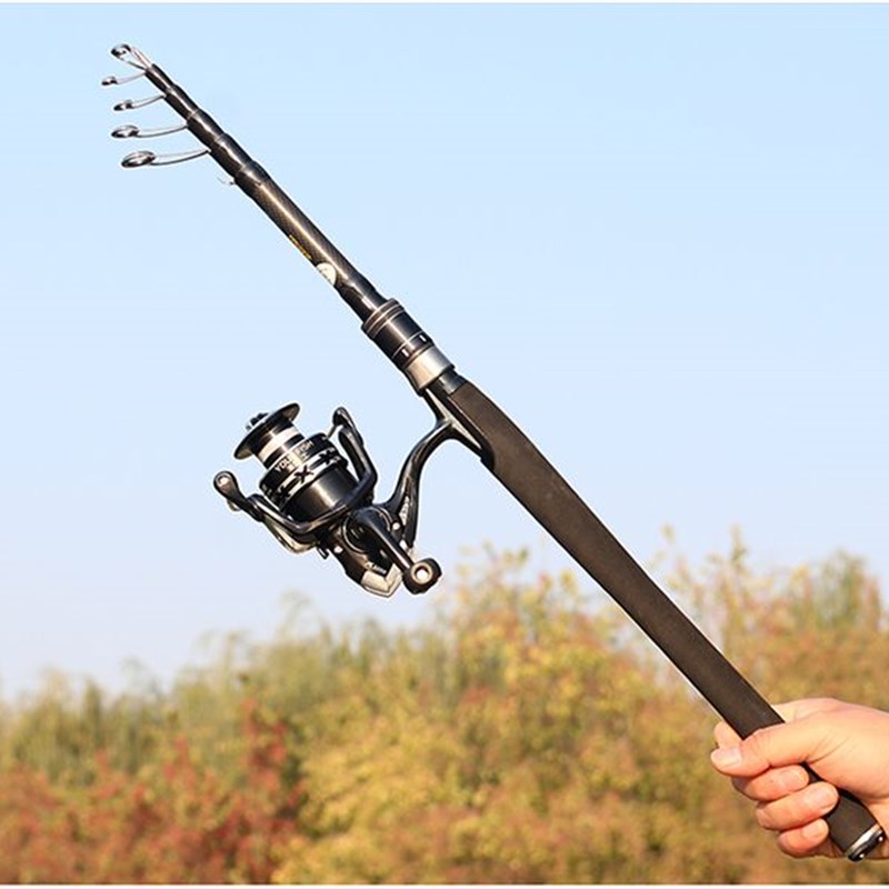 伸缩便携路亚竿超硬H调抛竿 碳素鱼竿枪柄直柄收缩路亚竿套装远投