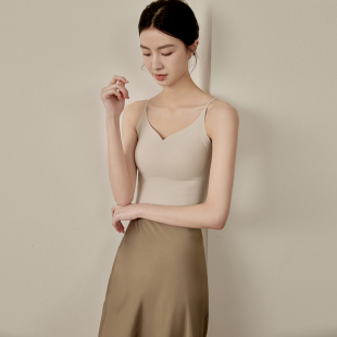 吊带背心女外穿夏季薄款交叉肩带内衣胸垫一体式文胸打底内搭美背