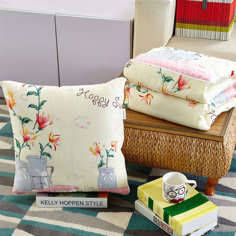 多用折叠多功能靠枕m头汽车用午休办公室加厚抱枕小被子两用靠垫