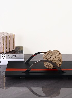 北欧现代简约创意长方形美式轻奢样板房客厅颁奖家用水杯茶盘托盘