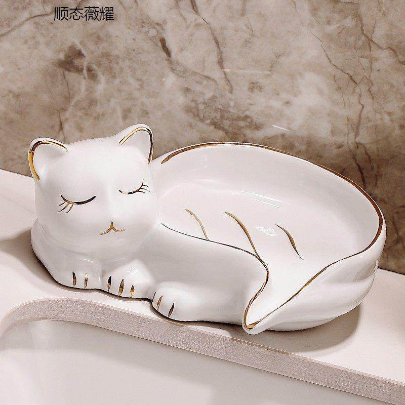 2023新款香皂盒肥皂盒排水浴室可爱洗手台家用轻奢陶瓷沥水皂盒架