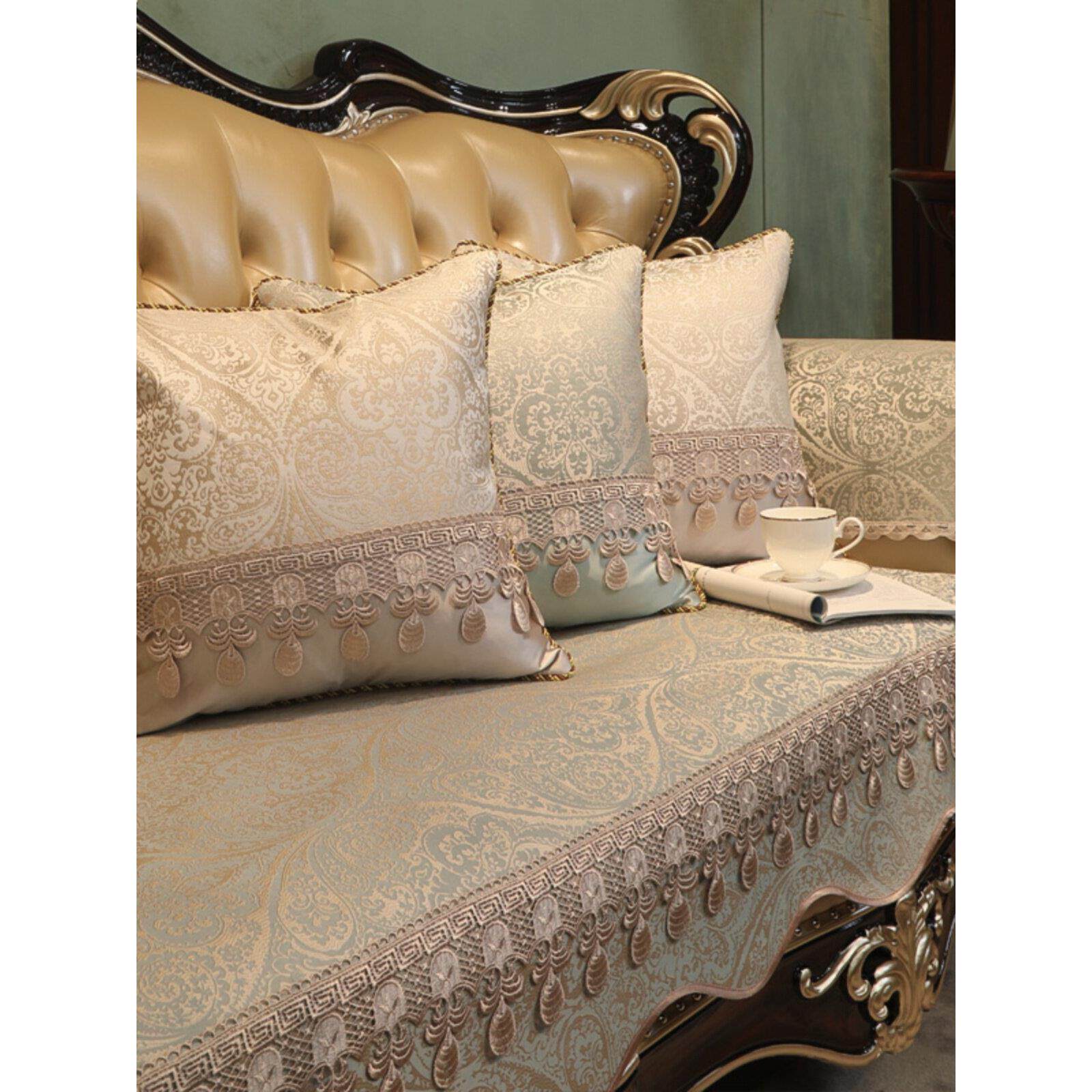 新款欧式防滑皮沙发垫坐垫四季通用高档轻奢沙发套罩盖布高级感