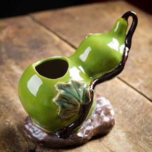 石湾福禄招财创意陶瓷摆件家居装饰摆设葫芦花插绿萝盆栽水培花盆