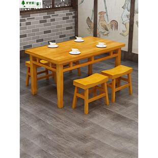 特惠实木桌椅组合餐厅面馆小吃店快餐店桌椅古色古香老雕长桌