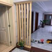 实木隔断客厅竖条纹立柱现代装 饰家用玄关北欧格栅免打孔座屏风入