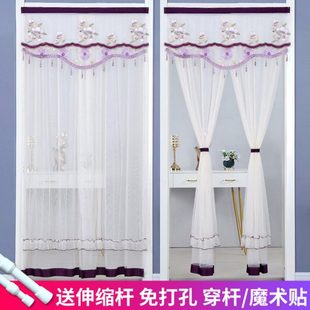 半帘挂帘帘子厕所北欧布艺卧室装 短款 饰免打孔纱帘家用门帘隔断帘