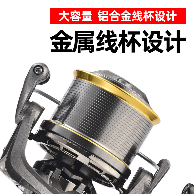 科迈龙远投轮间隙纺车轮斜口锚鱼轮锚杆海竿14000型渔轮鱼线轮