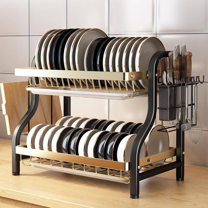 厨房置物架碗碟收纳层架多功能放碗盘筷子碗架沥水架落地碗盘柜收