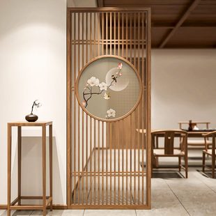 实木胡桃木花格镂空入户门遮挡办公室座屏 屏风隔断客厅玄关新中式
