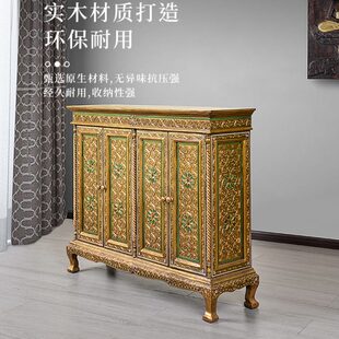餐边柜实木储物柜泰式 东南亚风格 门厅玄关柜家用客厅卧室收纳柜