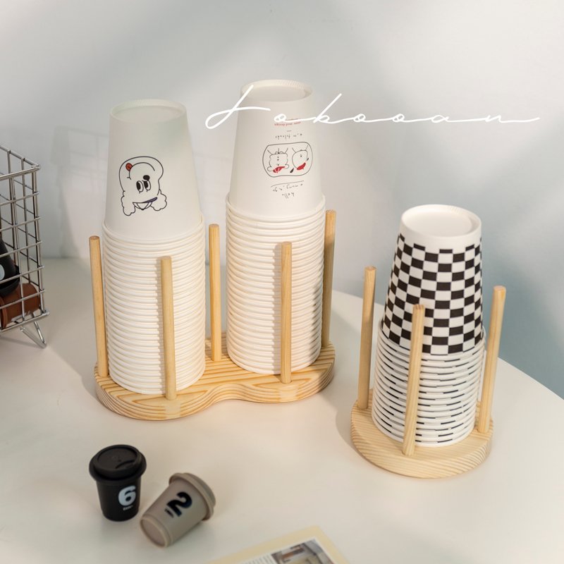 楠竹一次性纸杯架取杯器咖啡奶酒杯茶店木质杯子收纳架简约收纳