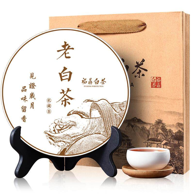 正宗福鼎白茶陈香陈年老寿眉高山7年珍藏老白茶饼礼盒包装2