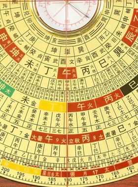 三合小罗盘高精度专业初学者八寸随身二十四山指南针高级摆件铜面