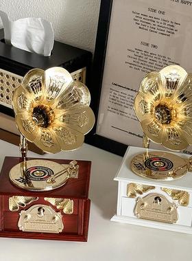 复古大喇叭留声机客厅ins迷你八音盒卧室装饰摆件送女士生日礼物