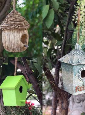 户外庭院树脂创意仿真鸟屋鸟窝别墅花园阳台园艺景观装饰挂件防腐