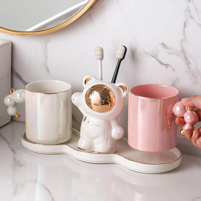 创意情侣漱口杯一对高颜值陶瓷洗漱杯套装家用刷牙杯子牙缸置物架,家庭/个人清洁工具,洗漱杯,淘宝优惠券,粉丝福利购,淘宝优惠卷