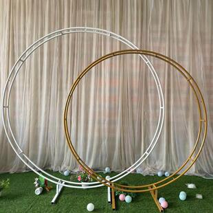 2019新款婚庆道具圆环双杆圆拱门架子花门拱门圆弧形婚礼花架定做