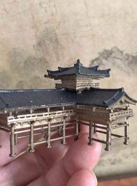 中式微景观亭子摆件枯山水装饰摆景水族山石树木盆景古代江南楼阁