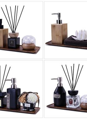 卫生间摆件样板房软饰品浴室柜洗手台香薰托盘新中式酒店卫浴套装