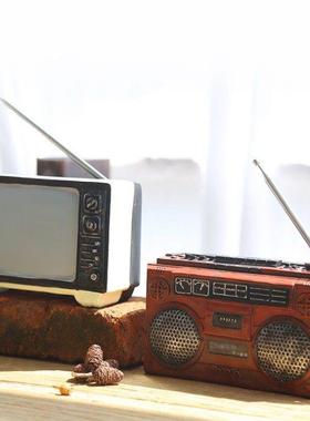 覆古老式电视收音机模型装饰摆件橱窗客厅酒柜餐厅摆设舞台道具