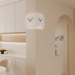 2024新款现代简约客厅挂钟家用静音转角餐厅装饰钟表双面时钟挂表