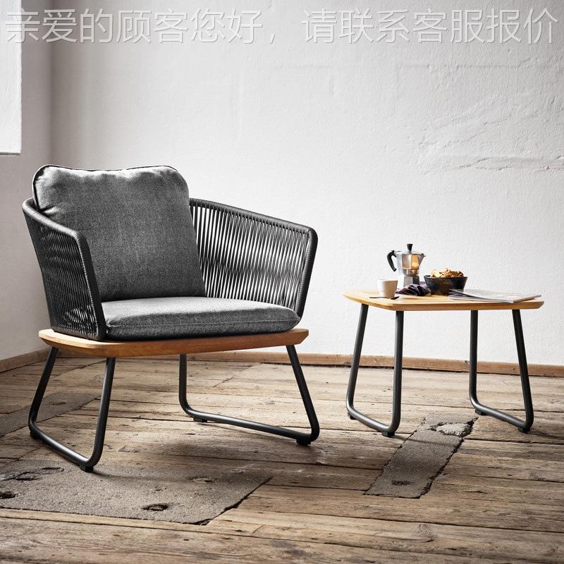 户外木524绳编沙发阳台庭露台高档别院墅休闲小藤椅柚阳家光房藤