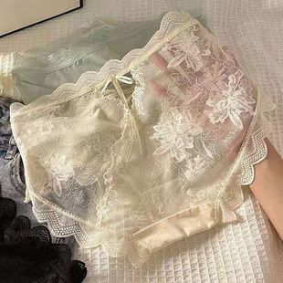 大码 胖mm200斤中腰性感蕾丝边内裤 夏季 超薄蝴蝶结舒适透气三角裤