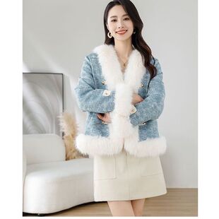 2025麂皮绒仿狐狸毛精品皮草外套短款羽绒服棉服修身加厚显瘦外穿