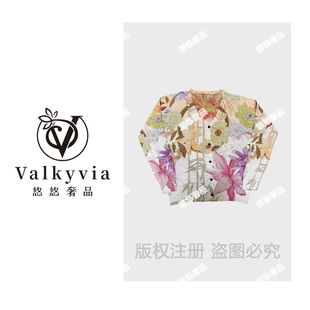 大花竹子印花百搭宽松针织衫 秋款 悠悠奢品 KS5071 Valkyvia