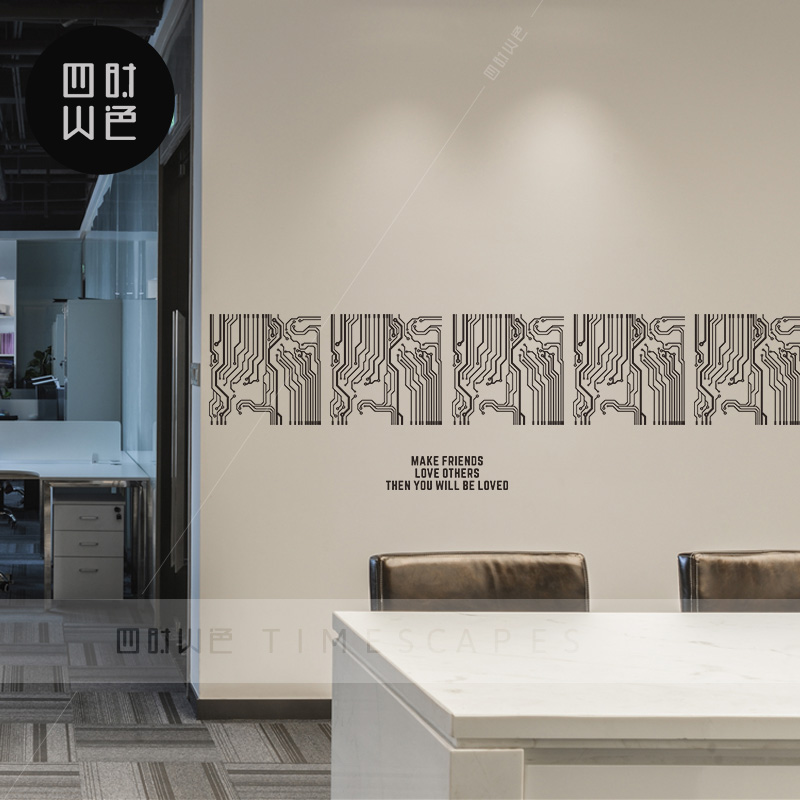 信息电路板几何图形装饰墙贴画玻璃隔断防撞条标识工业背景墙贴纸图片