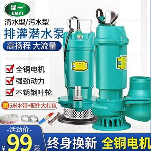 潜水泵220V水泵家用抽水泵高扬程农用灌溉抽粪泥浆污水泵排污泵