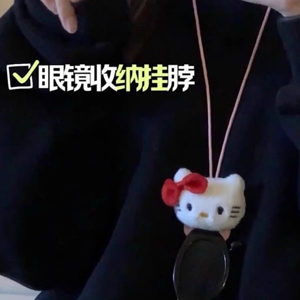 小众挂脖子女便携百搭链条防丢手啦~双kitty猫墨镜解放眼镜绳可爱