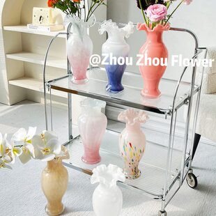 中古花瓶摆件水培插花装 法式 饰餐桌家居复古轻奢简约鲜花花器芬顿