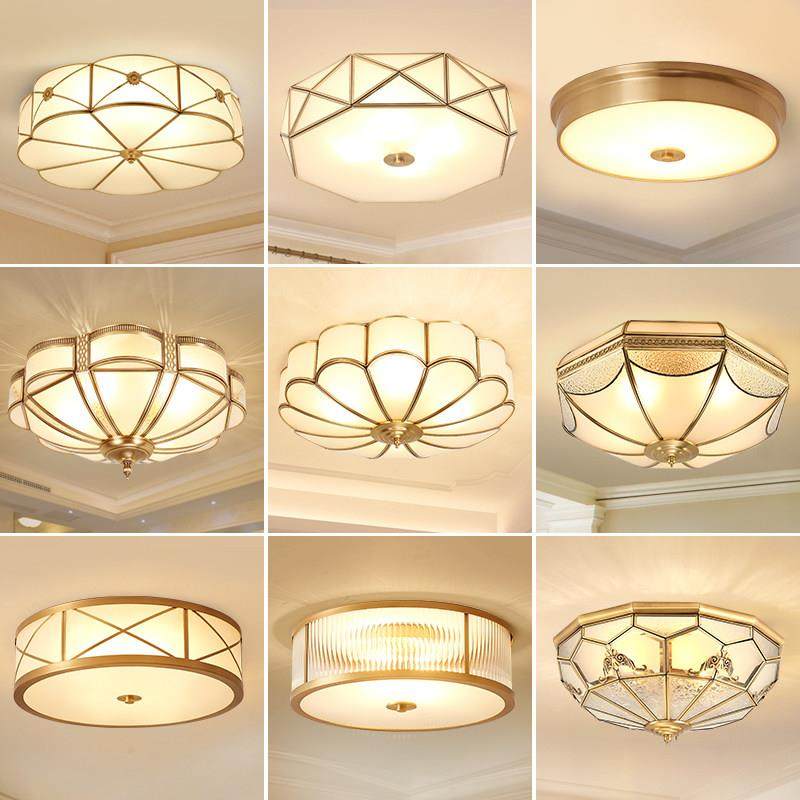 美式全铜吸顶灯欧式家用圆形楼房别墅卧室复古餐厅书房入户铜灯具,家装灯饰光源,餐厅/卧室/书房吸顶灯,淘宝优惠券,粉丝福利购,淘宝优惠卷