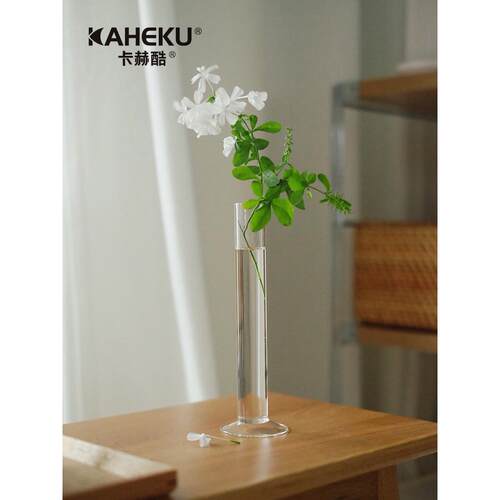 Kaheku欧式直筒高简洁透明玻璃花瓶单排花瓶漫射小花插花
