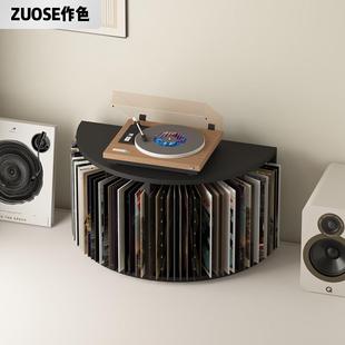黑胶置物架专辑胶片展示架桌面唱片机放置架cd光盘收纳柜黑胶机柜