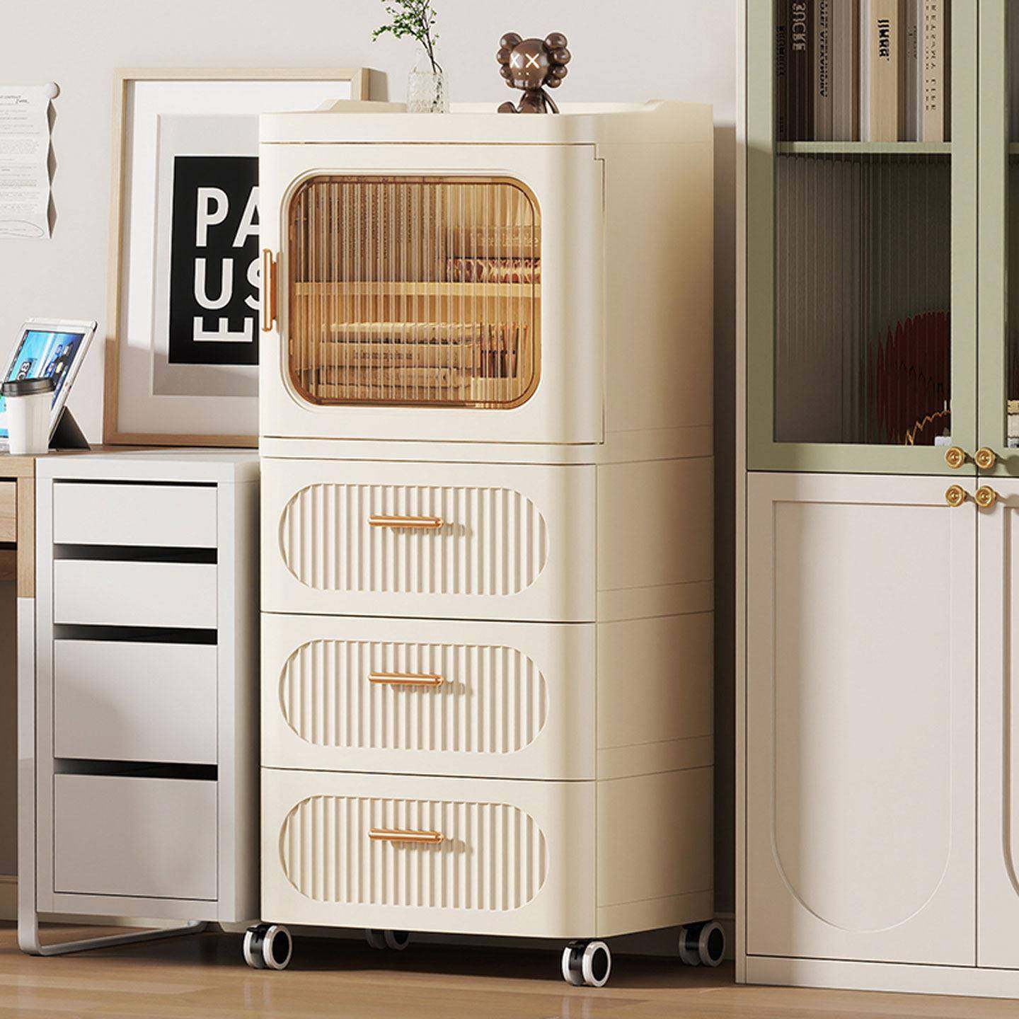 厨房抽屉式多层收纳储物柜奶油风开门式层架收纳柜浴室缝隙置物架,收纳整理,衣物收纳柜/简易衣橱,淘宝优惠券,粉丝福利购,淘宝优惠卷