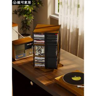 CD光碟架子桌面可旋转亚克力唱片收纳架黑胶唱片收纳柜黑胶展示架