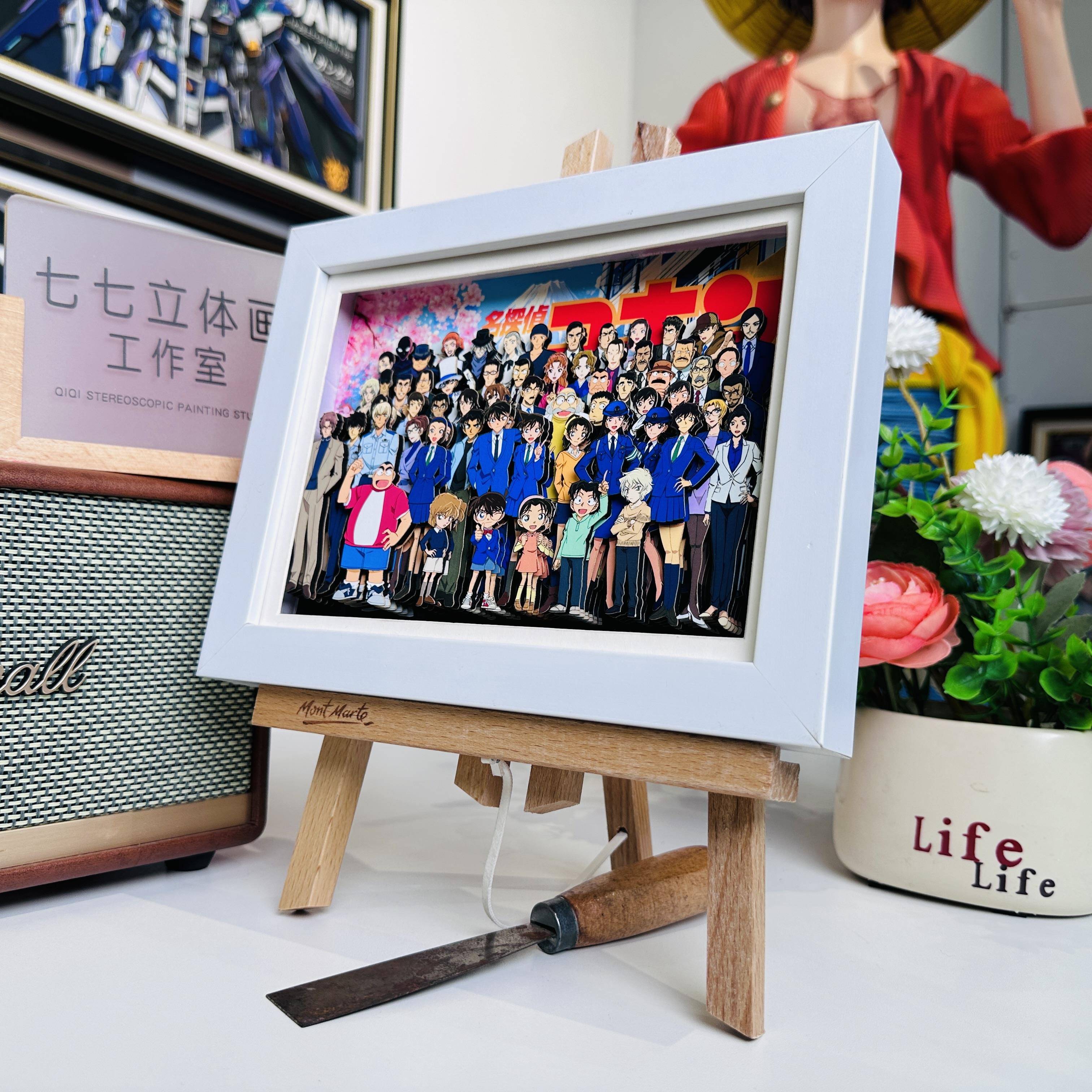 3D名侦探柯南全家福立体画 画灰原哀周边动漫手办装饰挂画 画礼物图片