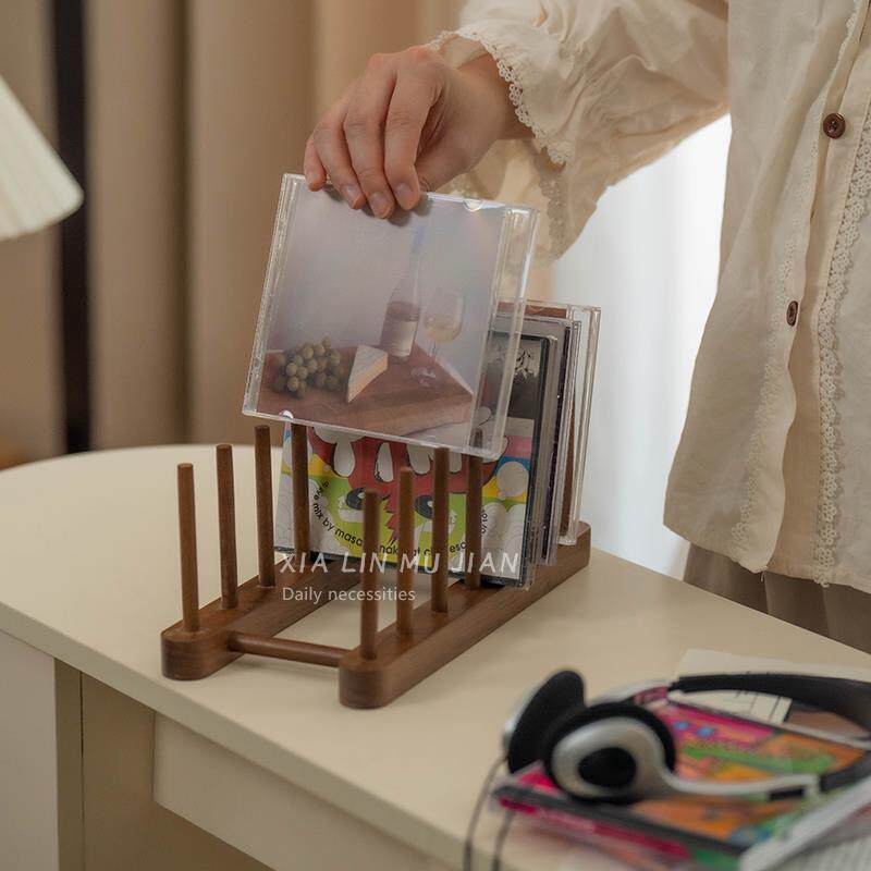 实木CD架ins风家用黑胶唱片陈列架音乐专辑光盘PS4游戏碟片展示架